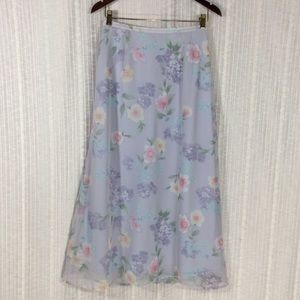 Vintage T.R. Bentley Floral Maxi Skirt - Pastel Lavender & Pink - Size Medium